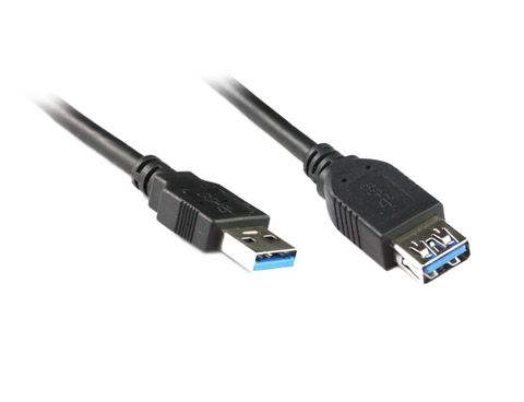2m USB type A 3.0  to USB-A extension cable M-F Black