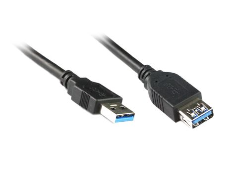 1m USB type A 3.0  to USB-A extension cable M-F Black