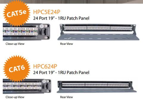Cat6 24-port patch panel with rear cable manager