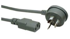 2m C13 10A GPO mains power lead grey - right angle low profile