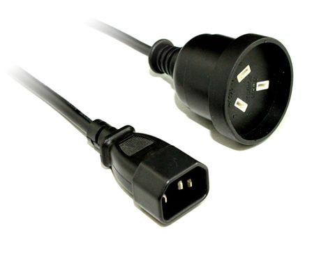 C14 to 10A mains UPS power cable black - 1.5M