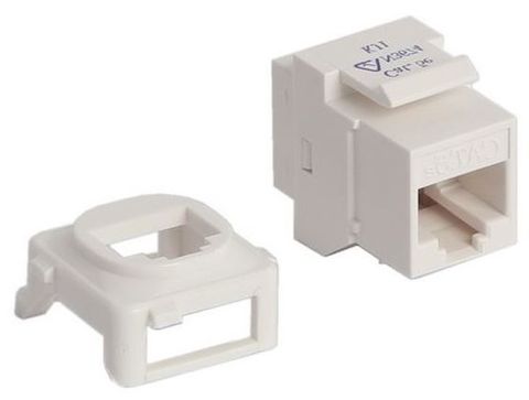Cat5E Keystone pass-thru wallplate jack w/ Clipsal bezel