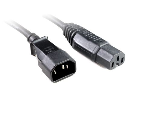 C15 to C14 IEC black high temperature power cable - 2M