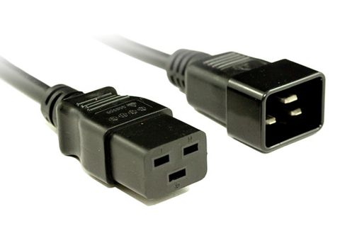 C19 to C20 black 16A IEC power extension cable - 3M