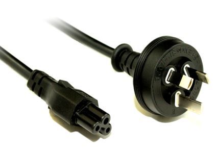 C5 Cloverleaf to 10A GPO power lead black - 5M