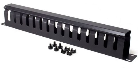 Serveredge 1RU Horizontal 12 SLOTS Cable Management Rail - Metal Body Metal Fingers & Metal Cover & Rear Cable Entry Holes