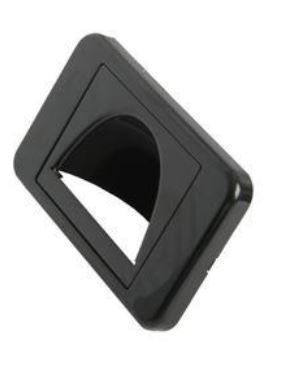 Wallplate with open hood bullnose inverted black