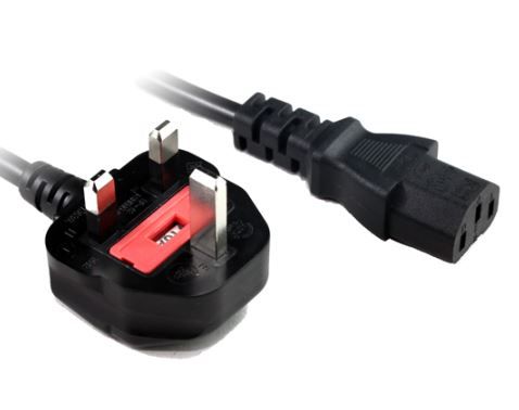 C13 to UK mains power cable black - 2M