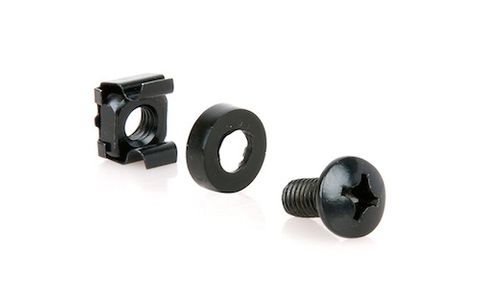 Serveredge Heavy Duty M6 Cage Nuts Washer & Screw Set : Pack of 50 : BLACK