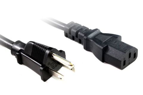 C13 to US mains power cable black - 2M