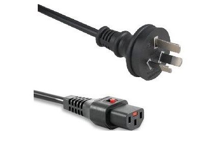 0.5m IEC C13 lock to 10A black GPO mains power lead