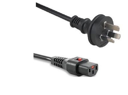 3m IEC C13 Lock to 10A black GPO mains power lead
