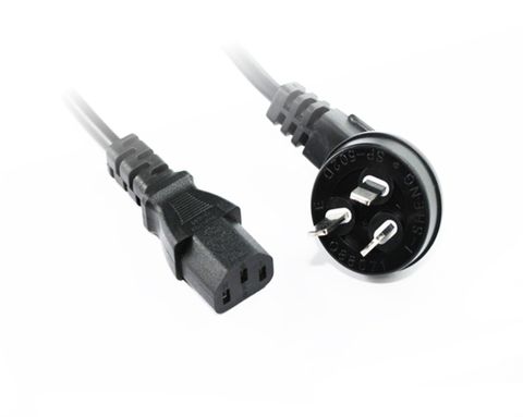 1m C13 10A GPO mains power lead black - right angle