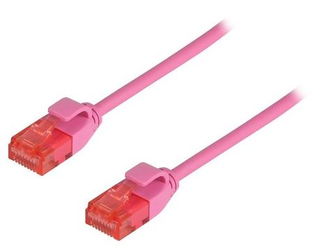 0.25m Cat6A Slimline unshielded pink ethernet cable