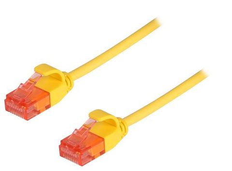 1m Cat6A Slimline unshielded yellow ethernet cable