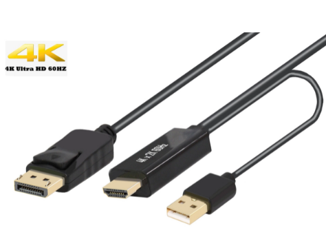 2.0m HDMI to DisplayPort 4K active cable w/ USB power