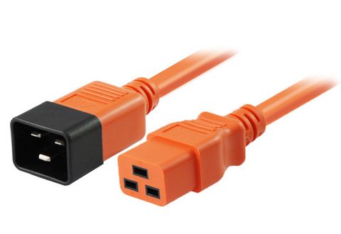 C19 to C20 16A IEC power extension cable - 3M Orange