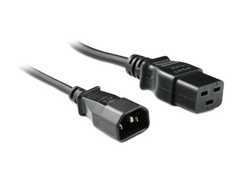 C14 to C19 IEC black 10A power extension lead - 3M