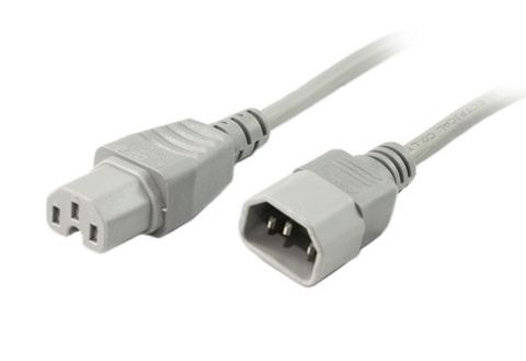 C15 to C14 IEC grey high temperature power cable - 2M