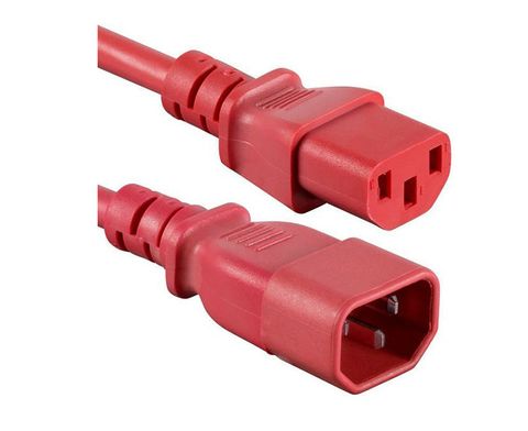 C15 to C14 IEC red high temperature power cable - 2M