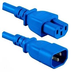 C15 to C14 IEC blue high temperature power cable - 2M