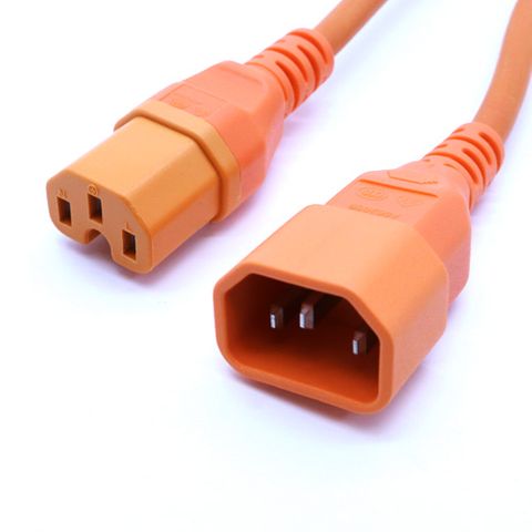 2m C15 to C14 IEC orange high temperature power cable