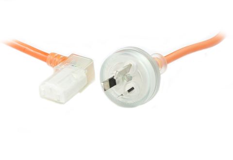 2m C13 Right Angle to 10A GPO orange medical power lead