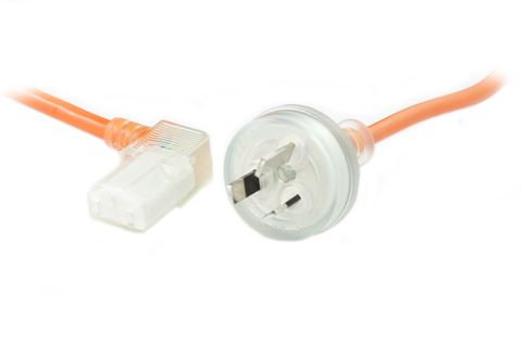 2m C13 Right Angle to 10A GPO orange medical power lead