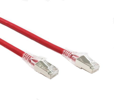30m Cat6A red Konix LSZH STP ethernet cable