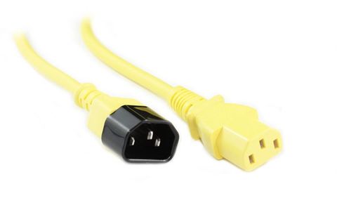 C13 to C14 IEC 10A power extension lead - 0.5M Yellow