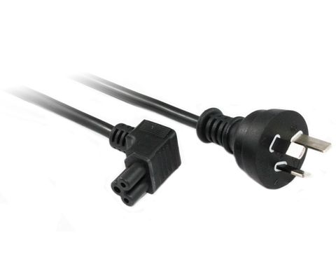 C5 Cloverleaf Right Angle to 10A GPO power lead black - 3M