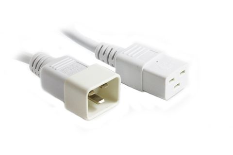 C19 to C20 16A IEC power extension cable - 2M White