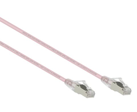1m Cat6A Ultra Slim 28AWG F/UTP Pink LSZH Ethernet Cable