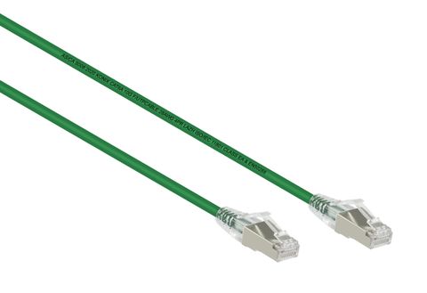 0.5m Cat6A Ultra Slim 28AWG F/UTP Green LSZH Ethernet Cable