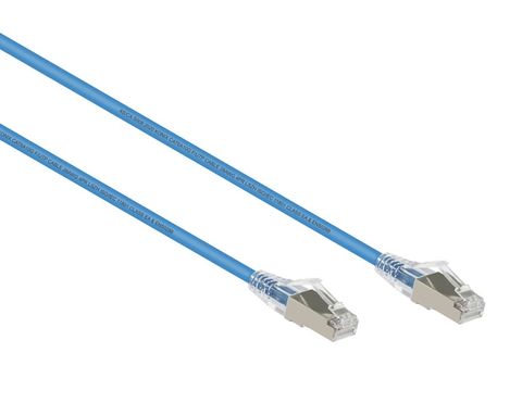 0.15m Cat6A Ultra Slim 28AWG F/UTP Blue LSZH Ethernet Cable