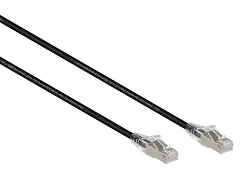 1.5m Cat6A Ultra Slim 28AWG F/UTP Black LSZH Ethernet Cable