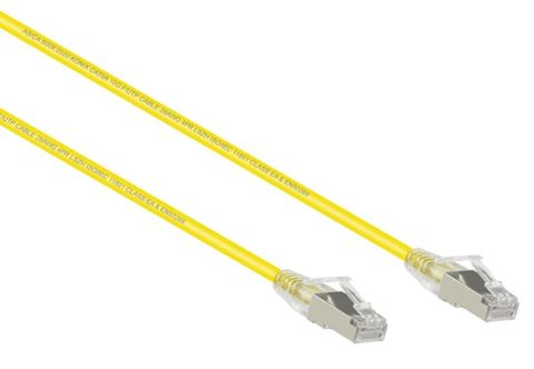 0.5m Cat6A Ultra Slim 28AWG F/UTP Yellow LSZH Ethernet Cable