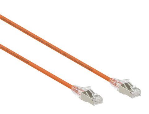 1m Cat6A Ultra Slim 28AWG F/UTP Orange LSZH Ethernet Cable