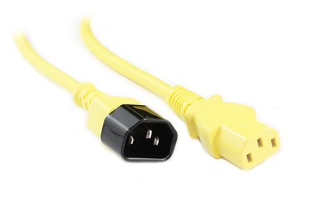 C13 to C14 IEC 10A power extension lead - 2M Yellow
