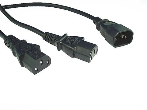 1M C14 to dual C13 Y-splitter black IEC power lead