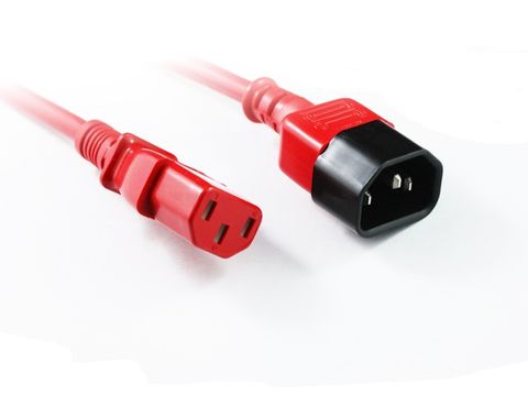 1m C13 to C14 IEC red 10A power extension lead