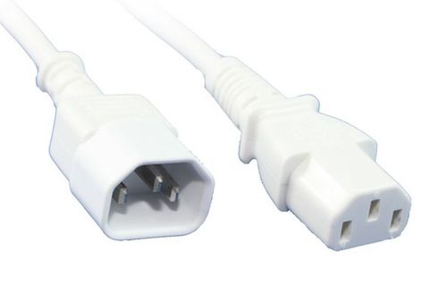 C13 to C14 IEC 10A power extension lead - 1.5M White