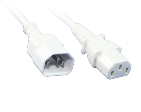 C13 to C14 IEC 10A power extension lead - 3M White