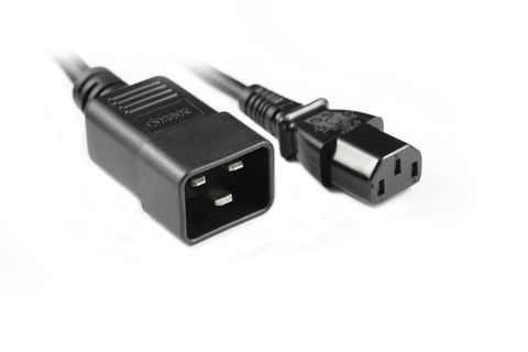 3m Konix C13 to C20 IEC 10A Power Extension Cable Black