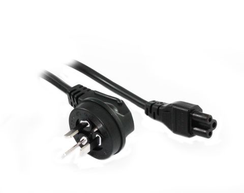 2m C5 Cloverleaf to 10A GPO right angle power lead black