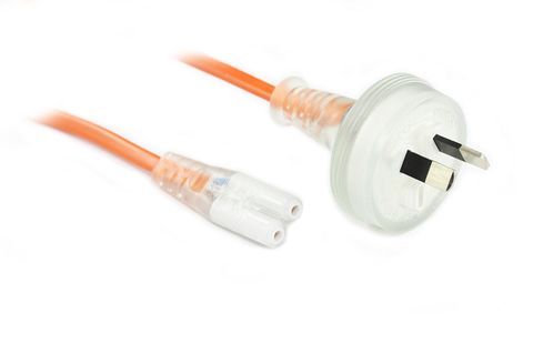 2m C7 to 10A GPO orange medical power lead