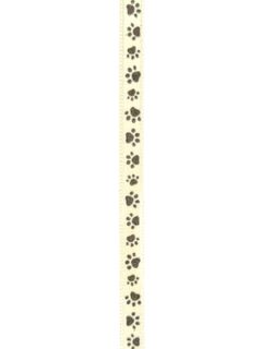 Paw Print Ribbon - Cream - 1/4" - 100 yards per roll