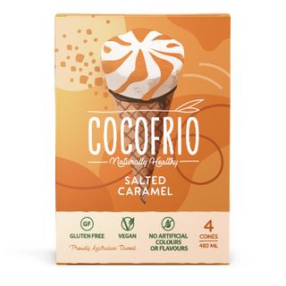 Cocofrio GF Cones Salted Caramel 4pk 480ml x 6