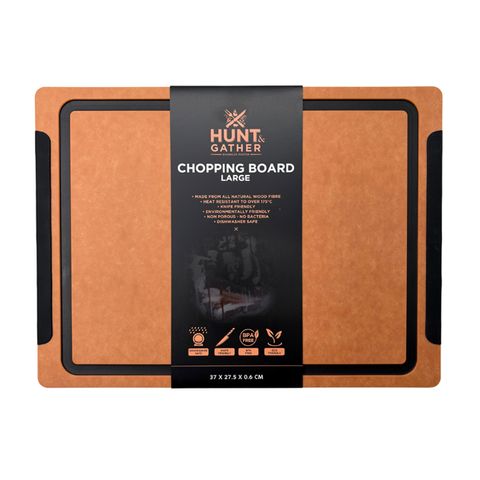 HUNT & GATHER CHOPPING BOARD NAT. BLACK GRIPS 37X27.5X6MM