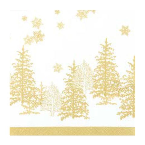 HF TREES & SNOWFLAKES NAPKINS 20PK-GOLD